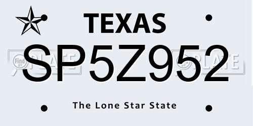 SP5Z952 Texas License Plate