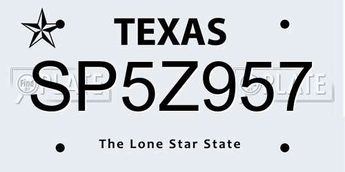 SP5Z957 Texas License Plate