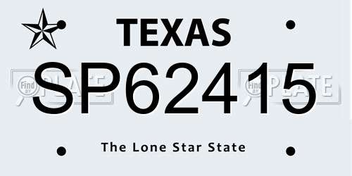SP62415 Texas License Plate