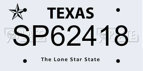 SP62418 Texas License Plate