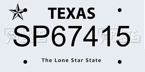 SP67415 Texas License Plate