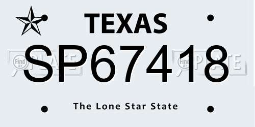 SP67418 Texas License Plate