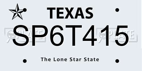 SP6T415 Texas License Plate