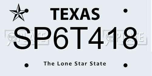 SP6T418 Texas License Plate