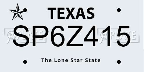 SP6Z415 Texas License Plate