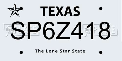 SP6Z418 Texas License Plate