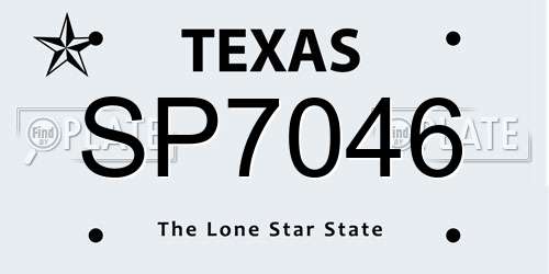 SP7046 Texas License Plate