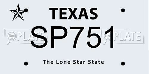 SP751 Texas License Plate