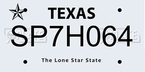 SP7H064 Texas License Plate