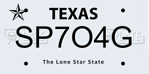 SP7O4G Texas License Plate