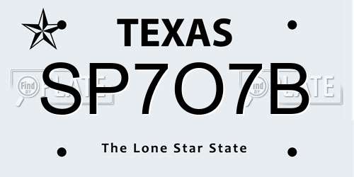 SP7O7B Texas License Plate