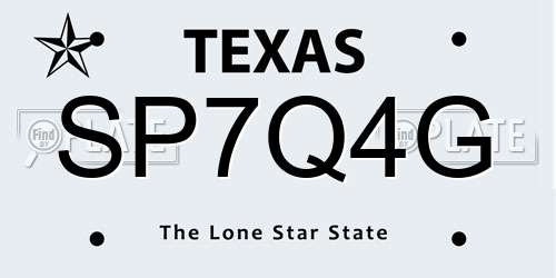 SP7Q4G Texas License Plate