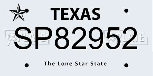 SP82952 Texas License Plate