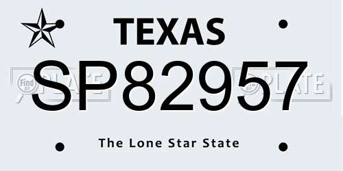 SP82957 Texas License Plate