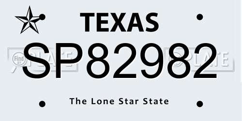 SP82982 Texas License Plate