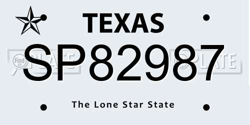 SP82987 Texas License Plate