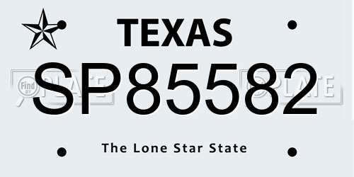 SP85582 Texas License Plate