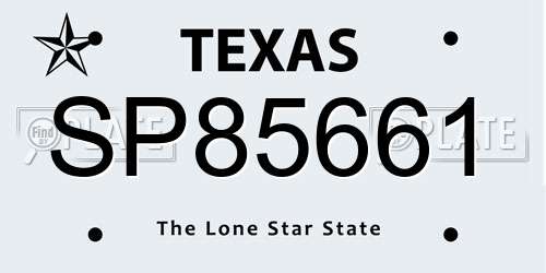 SP85661 Texas License Plate