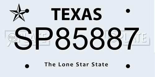 SP85887 Texas License Plate