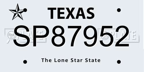 SP87952 Texas License Plate