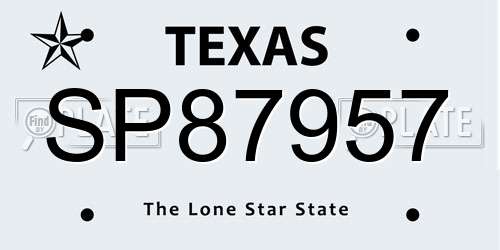 SP87957 Texas License Plate