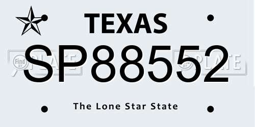 SP88552 Texas License Plate