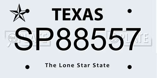 SP88557 Texas License Plate