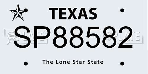 SP88582 Texas License Plate
