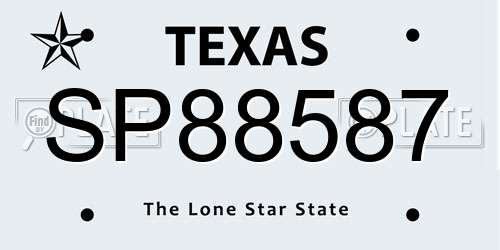 SP88587 Texas License Plate