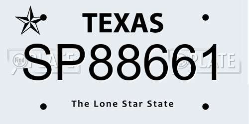 SP88661 Texas License Plate