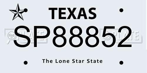 SP88852 Texas License Plate