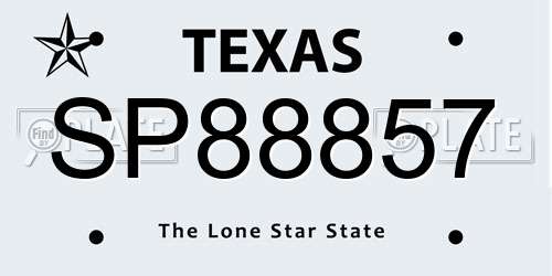 SP88857 Texas License Plate