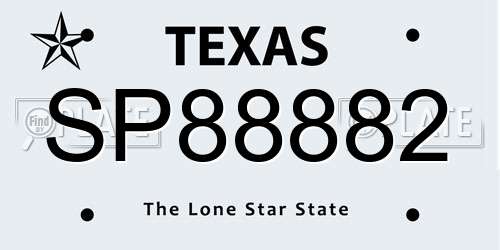 SP88882 Texas License Plate