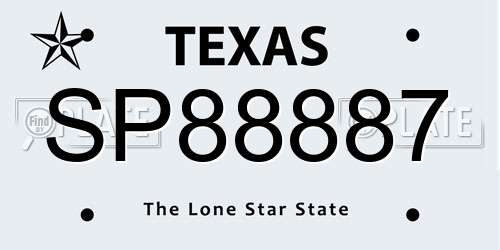 SP88887 Texas License Plate