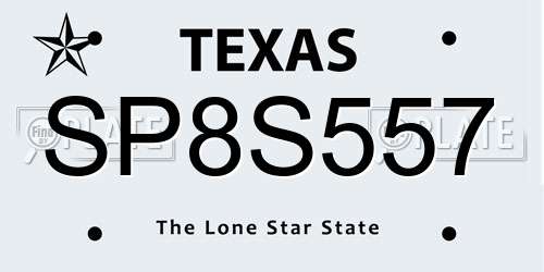 SP8S557 Texas License Plate