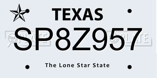 SP8Z957 Texas License Plate