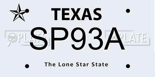 SP93A Texas License Plate