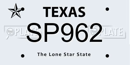 SP962 Texas License Plate