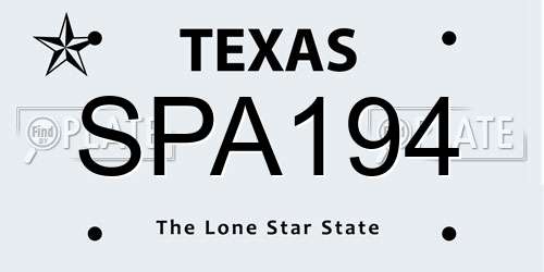 SPA194 Texas License Plate