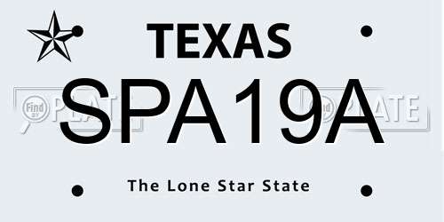 SPA19A Texas License Plate