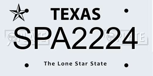 SPA2224 Texas License Plate