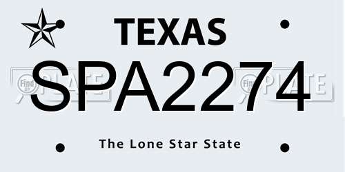 SPA2274 Texas License Plate