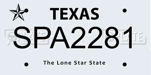 SPA2281 Texas License Plate