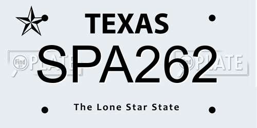 SPA262 Texas License Plate