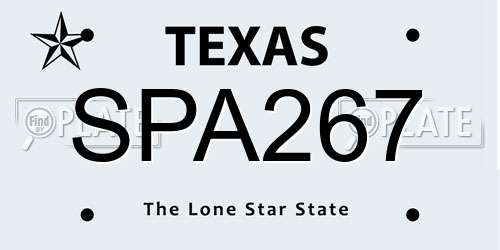 SPA267 Texas License Plate