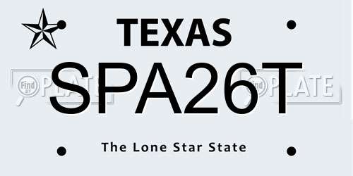 SPA26T Texas License Plate