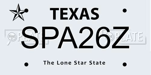 SPA26Z Texas License Plate