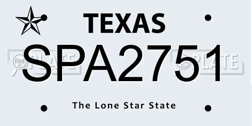 SPA2751 Texas License Plate