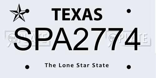SPA2774 Texas License Plate