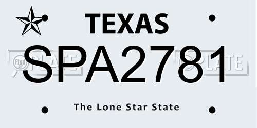 SPA2781 Texas License Plate